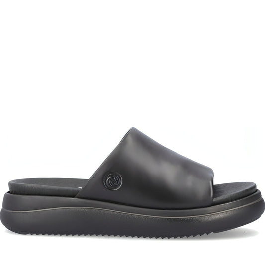 Remonte womens black casual open slippers | Vilbury London