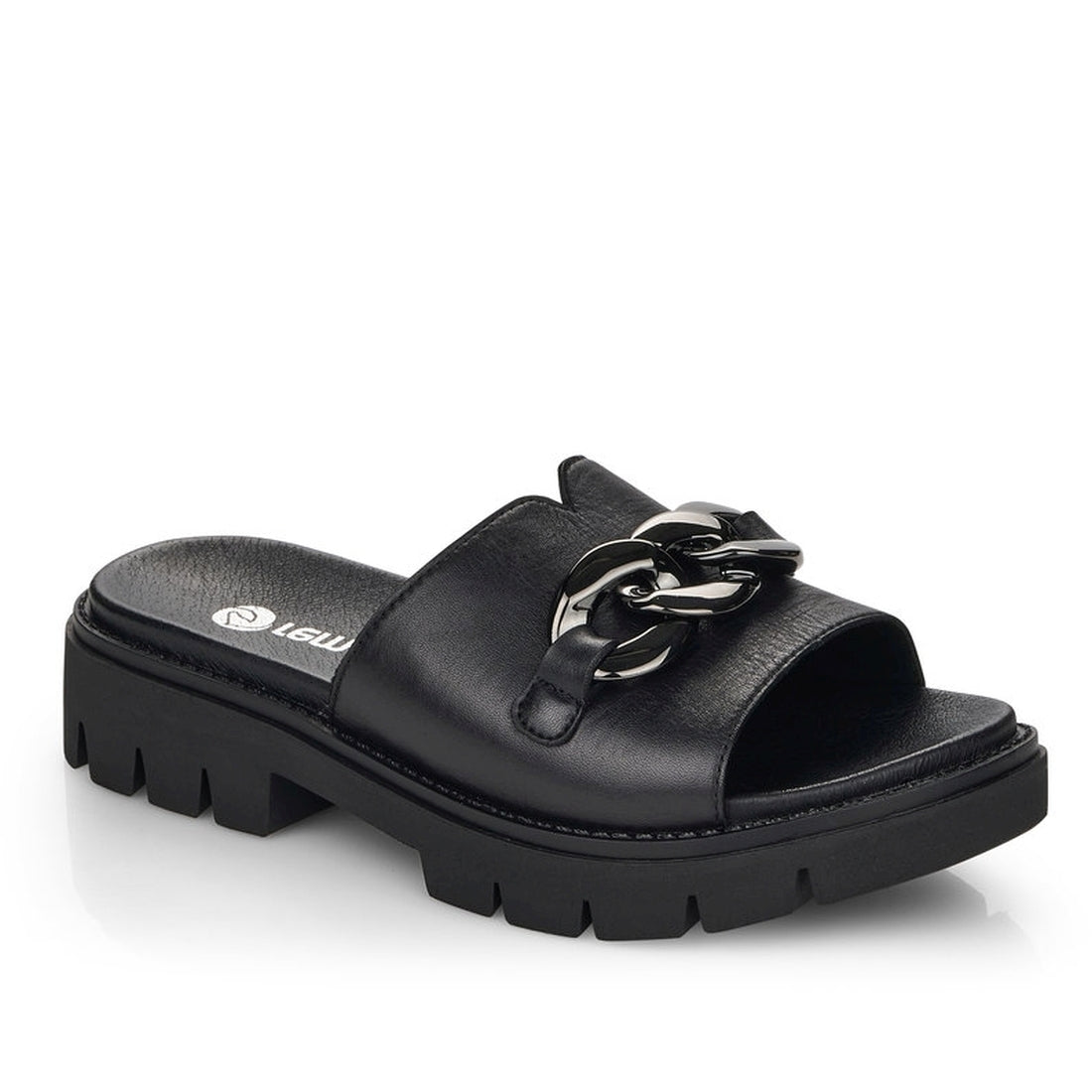 Remonte Womens black casual open slippers | Vilbury London