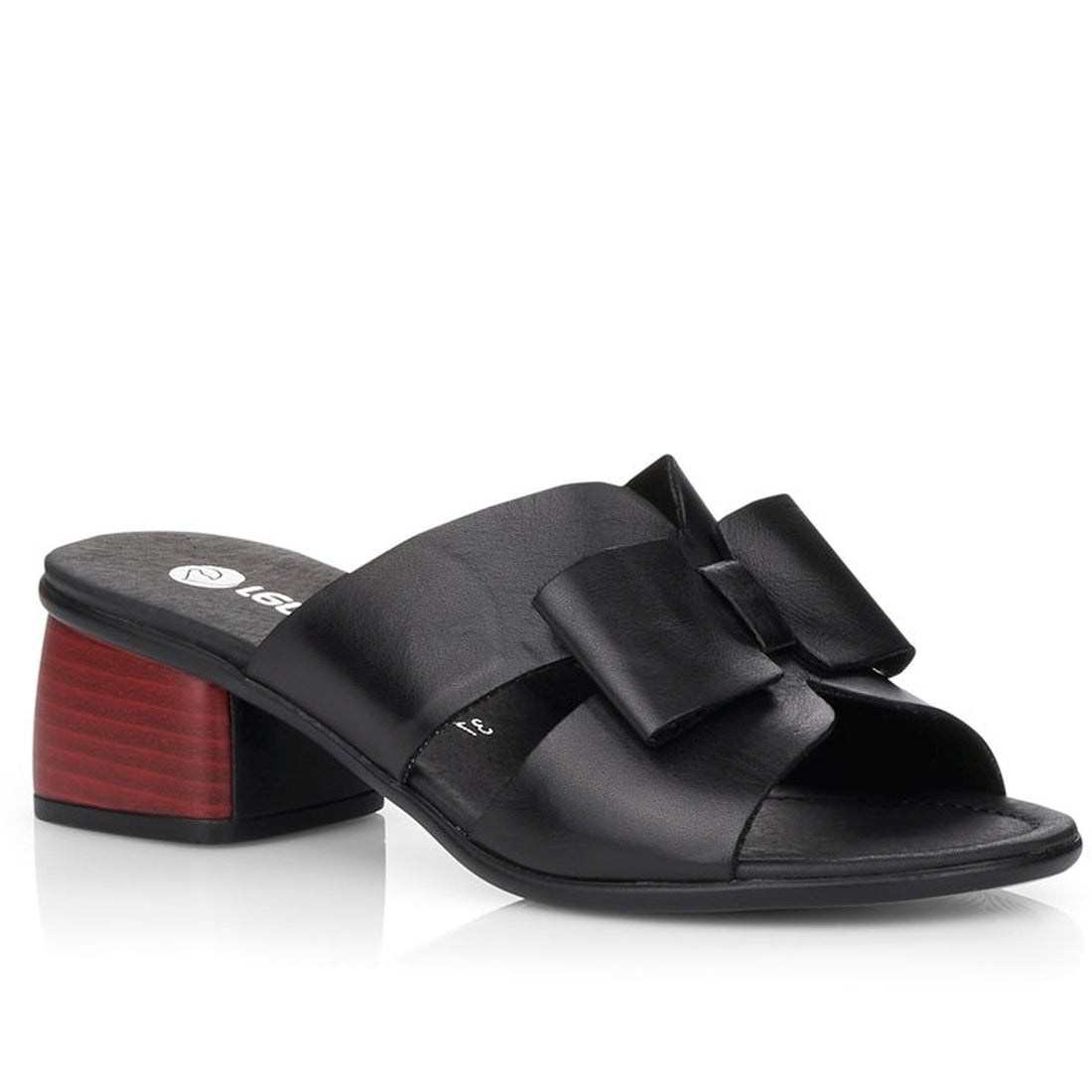 Remonte Womens black casual open slippers | Vilbury London