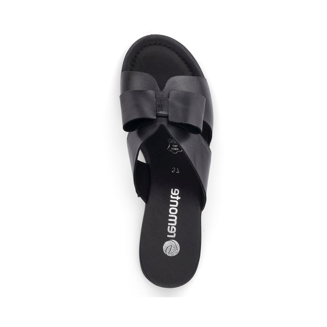 Remonte Womens black casual open slippers | Vilbury London