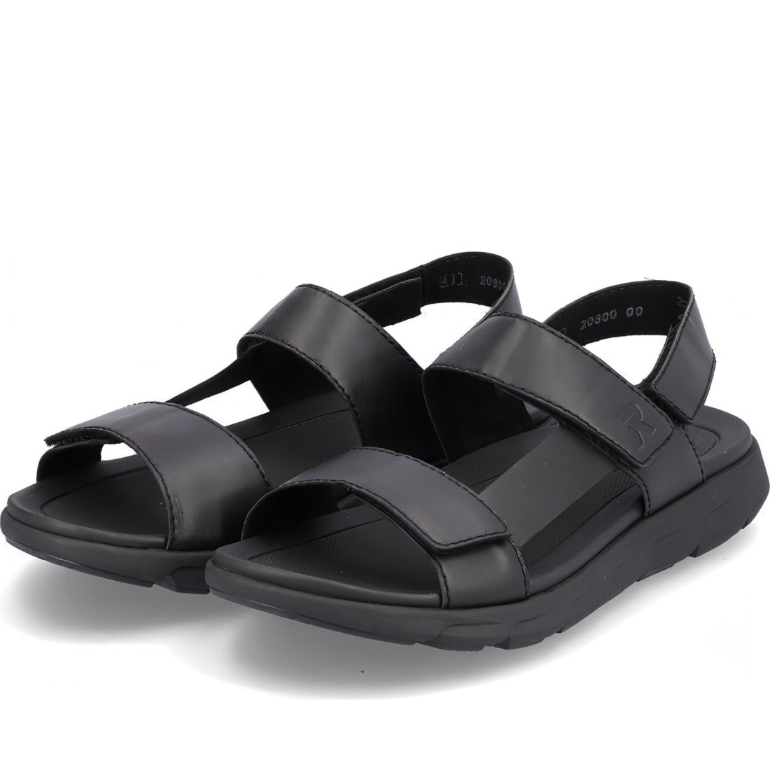 Rieker mens black casual open sandals | Vilbury London