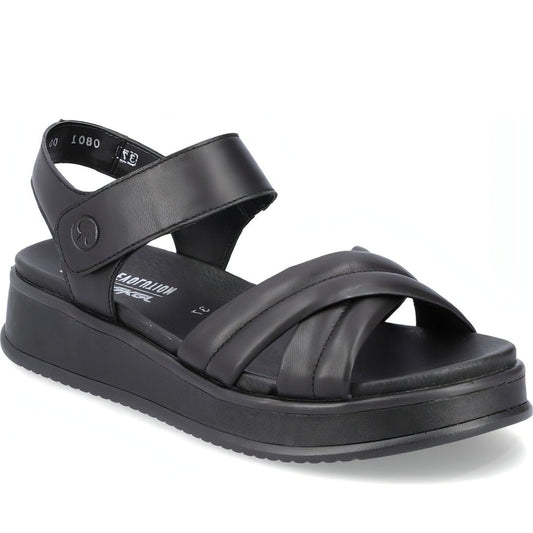 Rieker womens black casual open sandals | Vilbury London