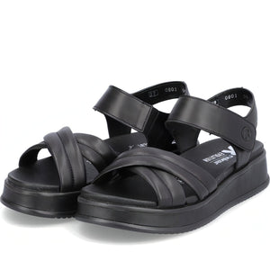 Rieker womens black casual open sandals | Vilbury London