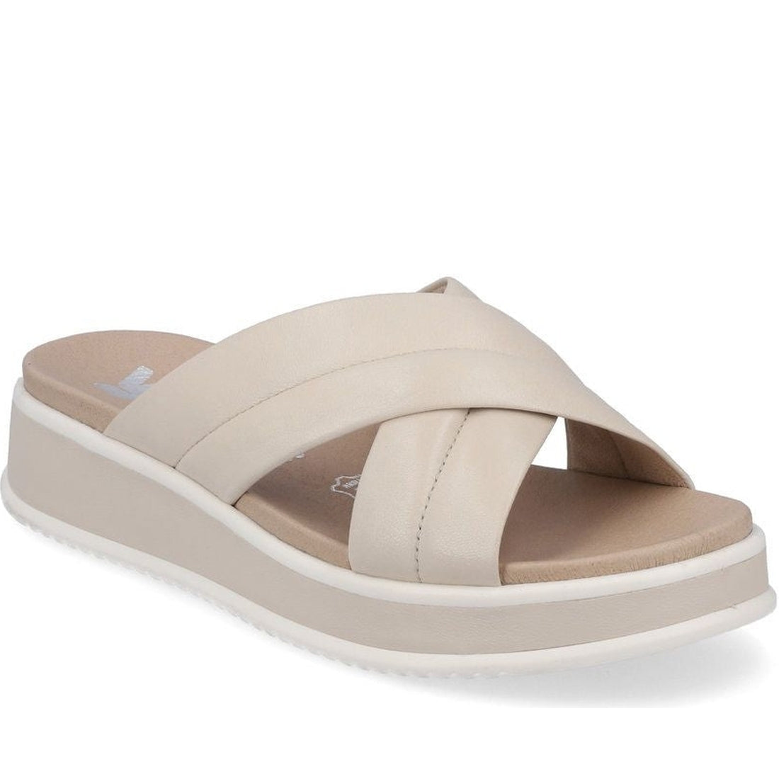 Rieker womens beige casual open slippers | Vilbury London