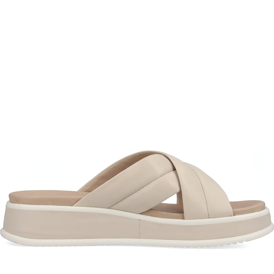 Rieker womens beige casual open slippers | Vilbury London