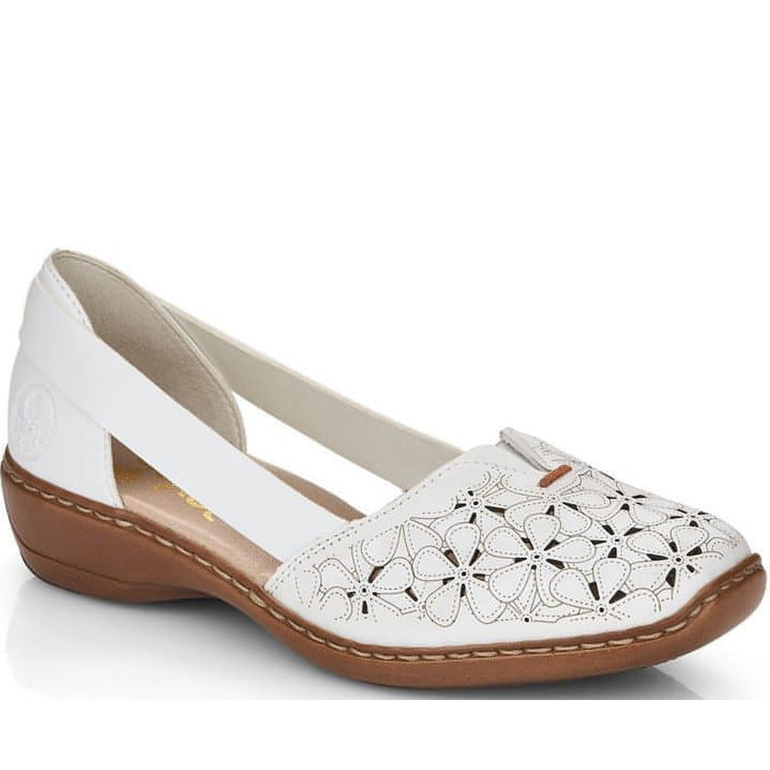 Rieker womens white casual part-open sandals | Vilbury London