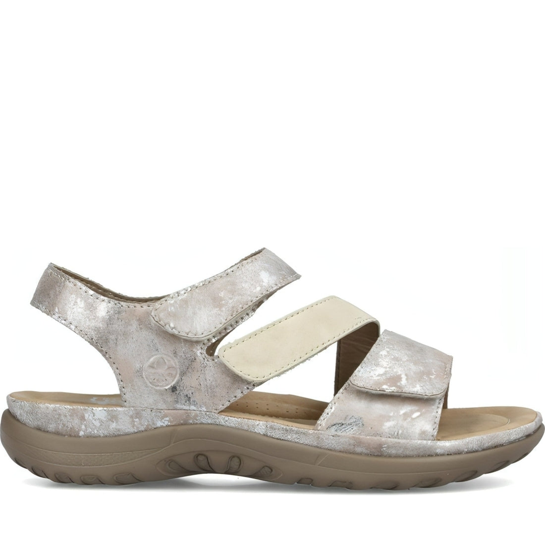 Rieker womens silver casual open sandals | Vilbury London