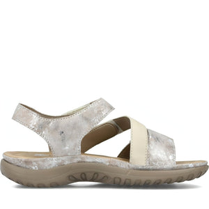 Rieker womens silver casual open sandals | Vilbury London