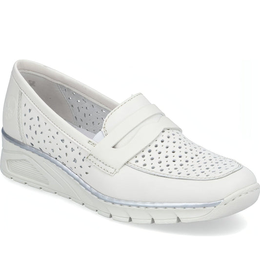 Rieker womens white casual closed loafers | Vilbury London