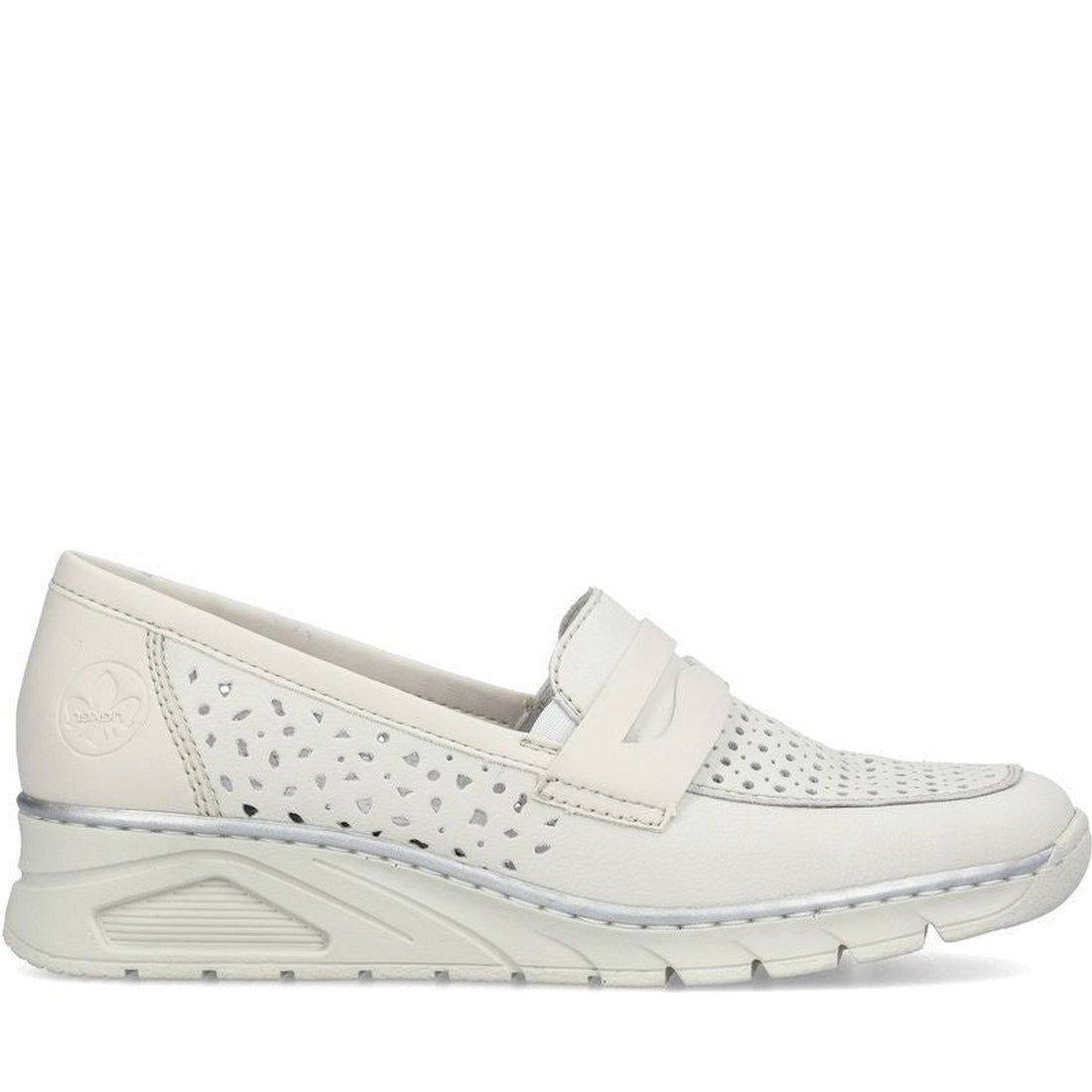 Rieker womens white casual closed loafers | Vilbury London