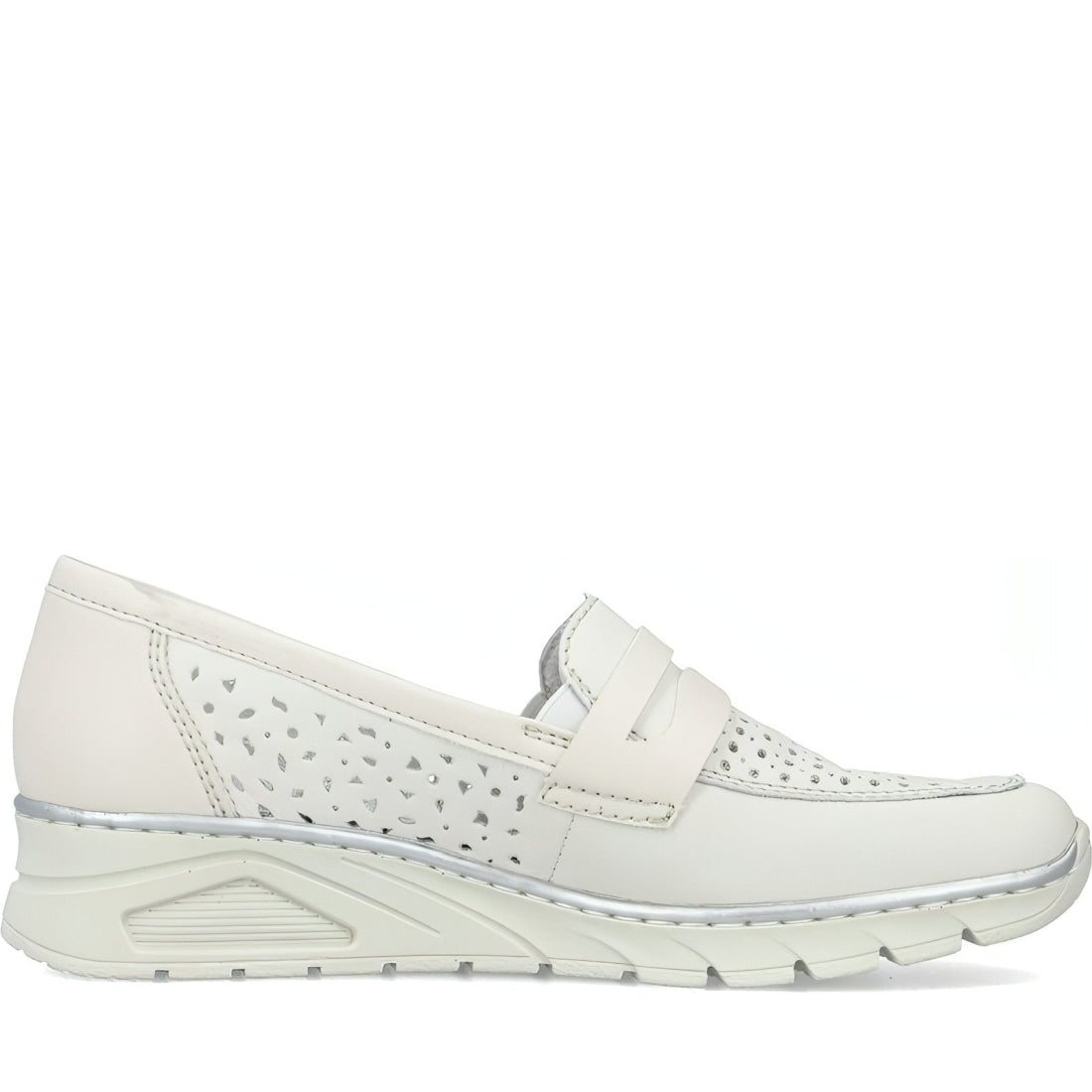 Rieker womens white casual closed loafers | Vilbury London