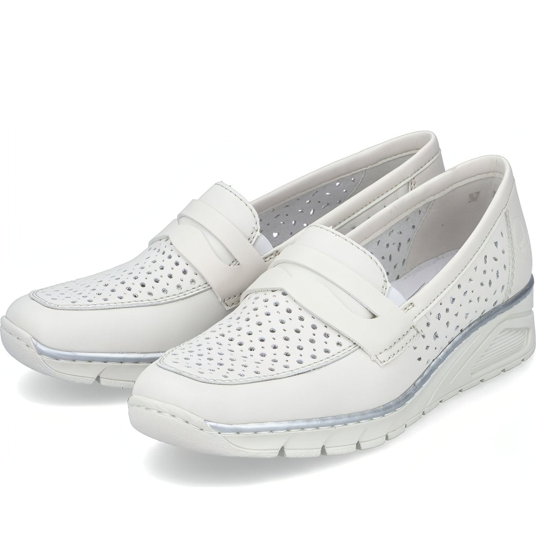 Rieker womens white casual closed loafers | Vilbury London