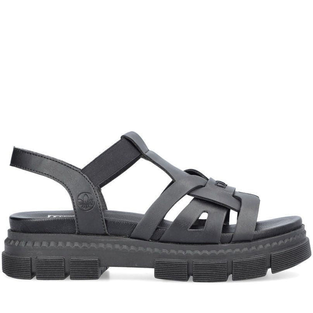 Rieker womens black casual open sandals | Vilbury London