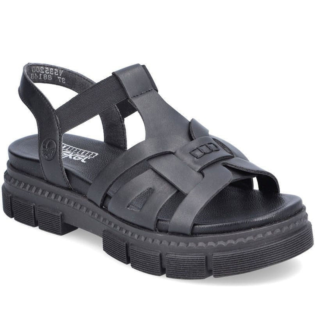 Rieker womens black casual open sandals | Vilbury London