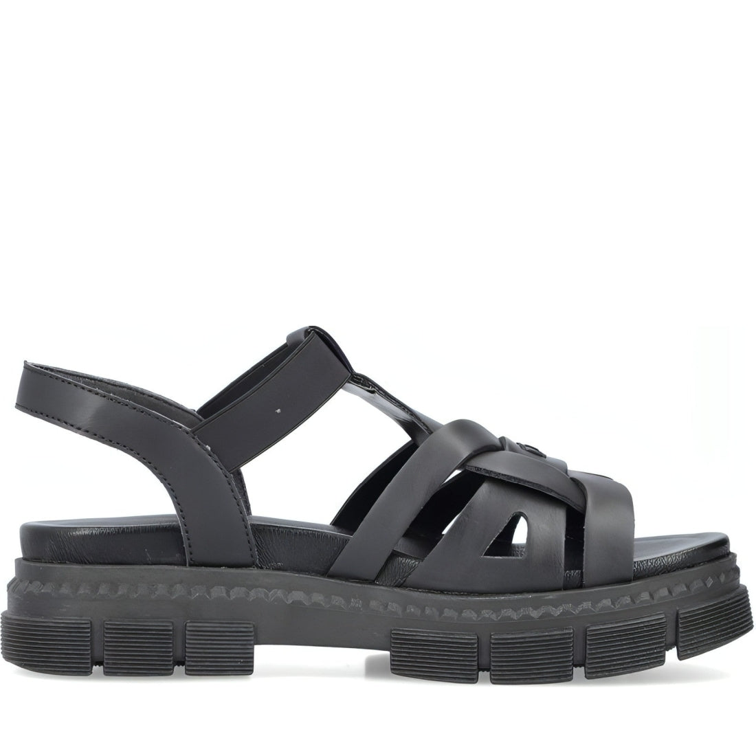 Rieker womens black casual open sandals | Vilbury London