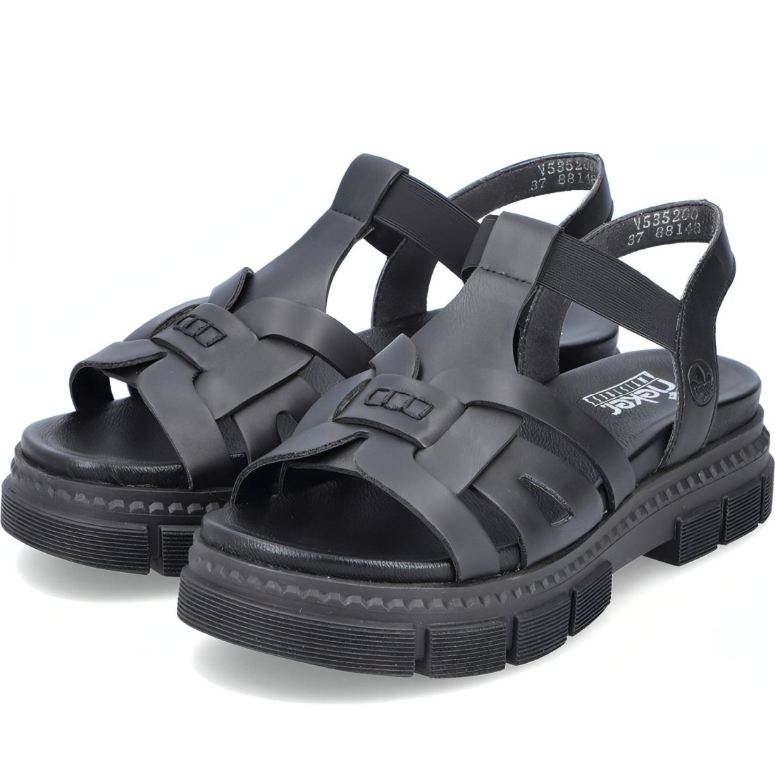 Rieker womens black casual open sandals | Vilbury London