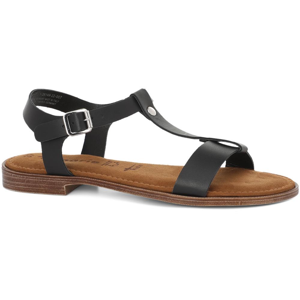 Tamaris Black Low Heel Sandals Sandals 28149 001 | Vilbury London