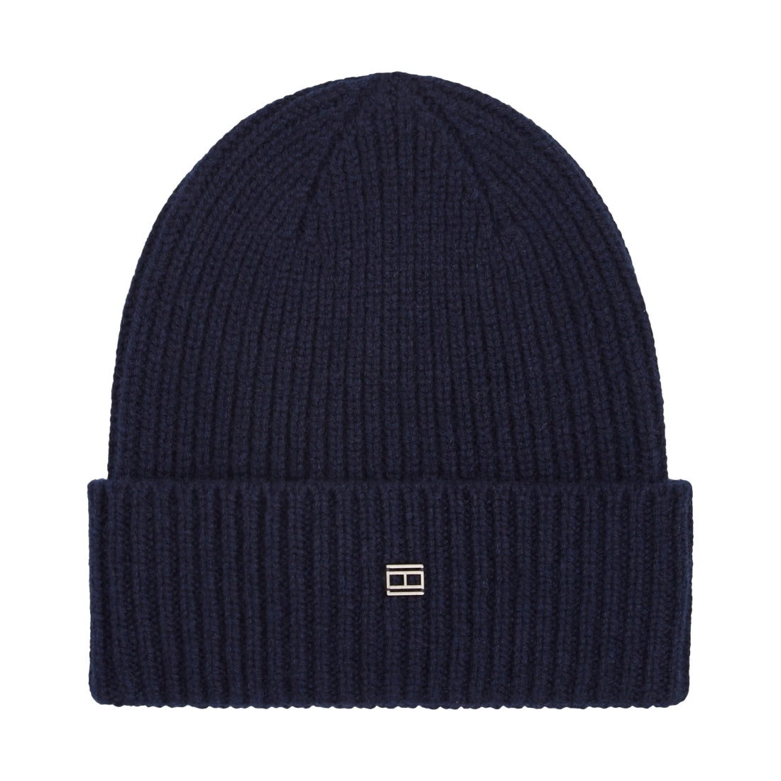 Tommy Hilfiger mens Space Blue elevated plaque beanie | Vilbury London