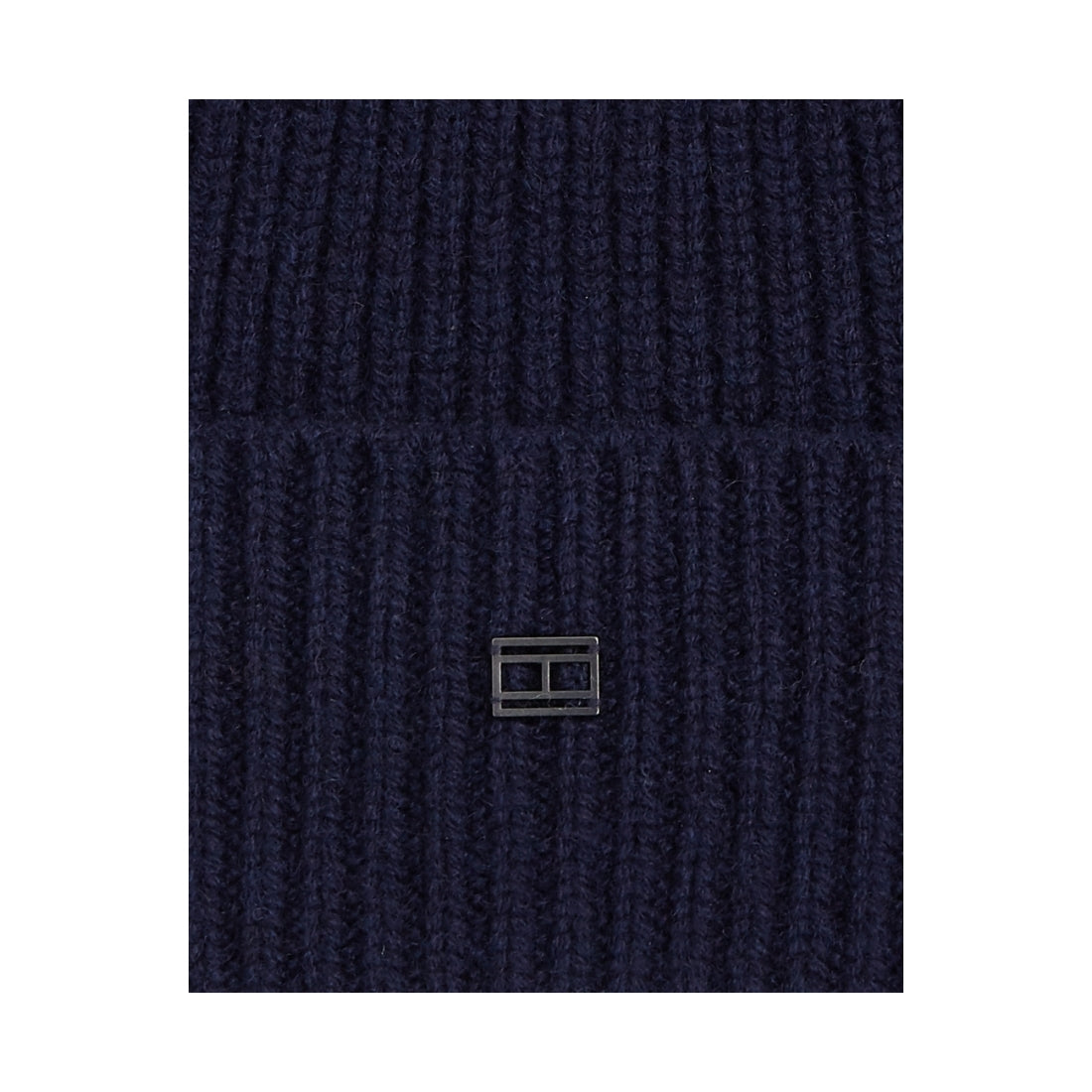 Tommy Hilfiger mens Space Blue elevated plaque beanie | Vilbury London