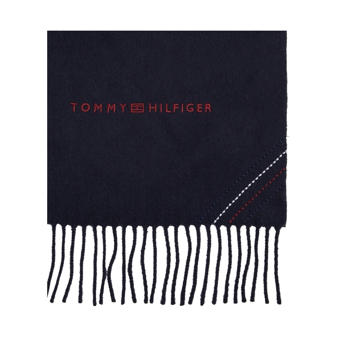 Tommy Hilfiger mens Space Blue 1985 scarf woven | Vilbury London