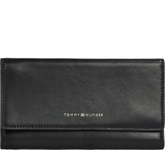 Tommy Hilfiger womens Black luxe slim flap wallet | Vilbury London