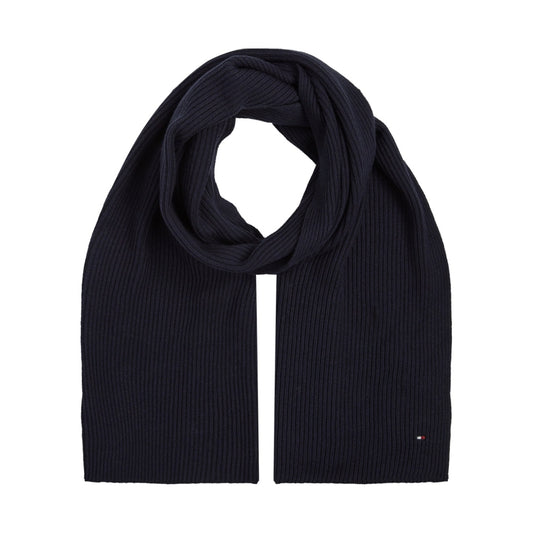 Tommy Hilfiger womens Space Blue essential flag knit scarf | Vilbury London