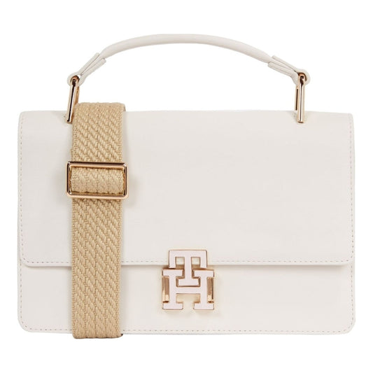 Tommy Hilfiger womens feather white pushlock crossover | Vilbury London