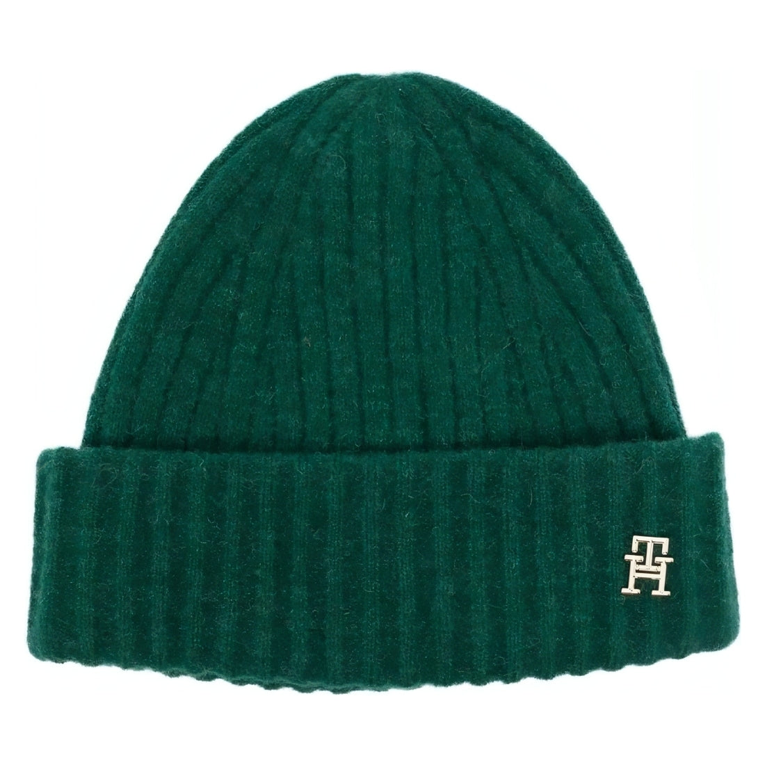 Tommy Hilfiger womens prep green fluffy beanie | Vilbury London