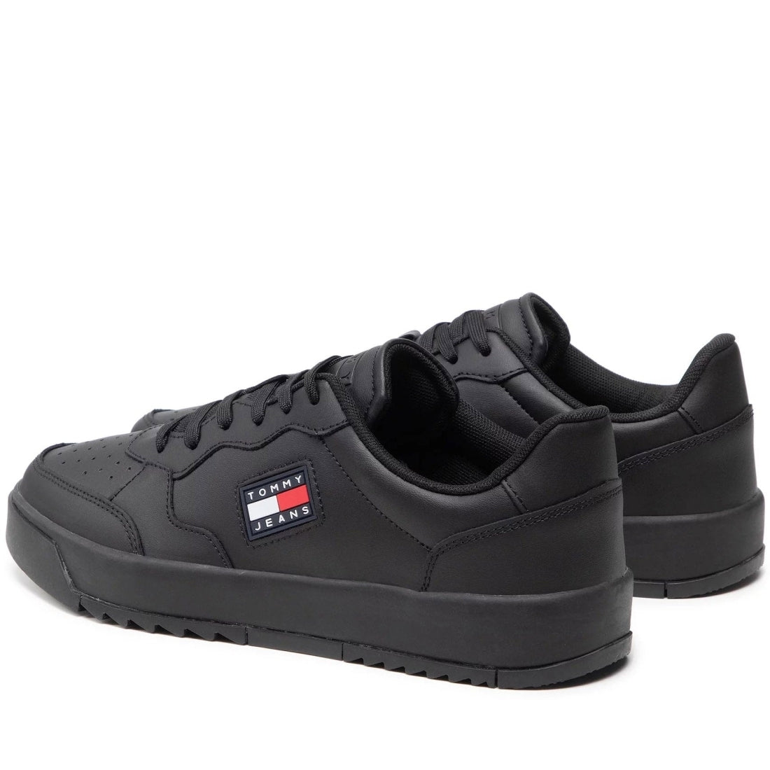 Tommy Jeans Mens Black basket bla shoes | Vilbury London