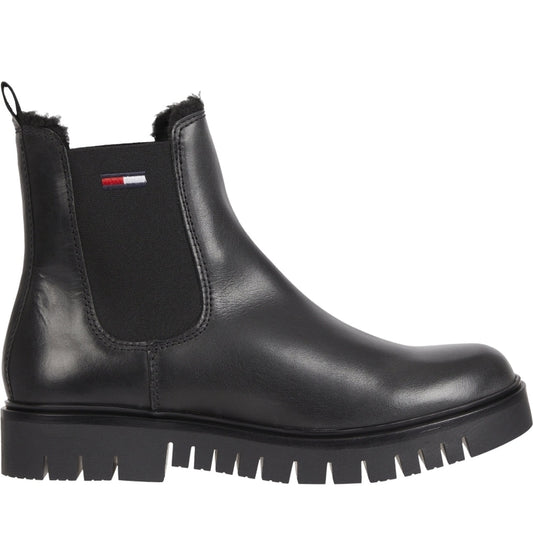 Tommy Jeans womens Black warmlined chelsea boot | Vilbury London