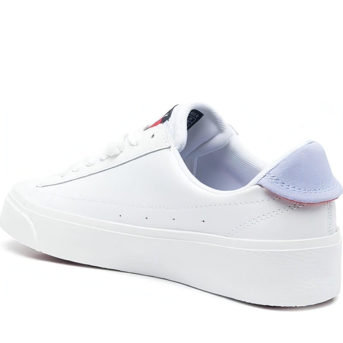 Tommy Jeans womens white jeans vulcanized leather trainers | Vilbury London