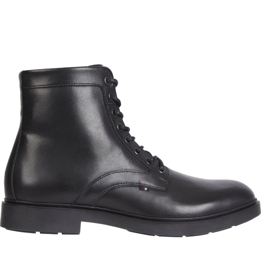 Tommy Hilfiger mens Black elevated rounded lace boot | Vilbury London