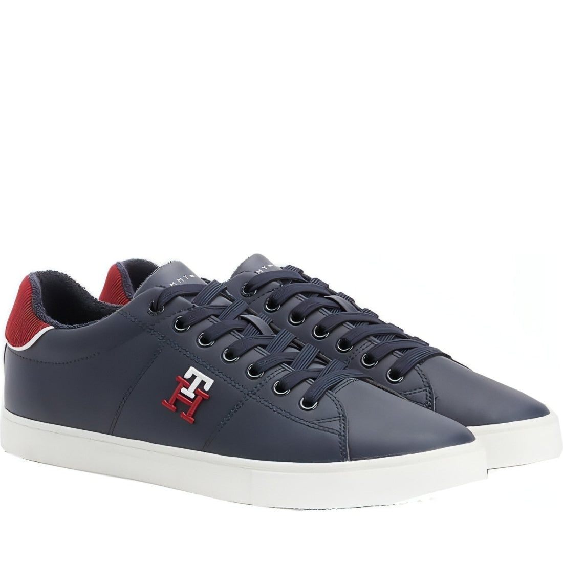 Tommy Hilfiger mens desert sky core vulc varsity monogram trainers | Vilbury London