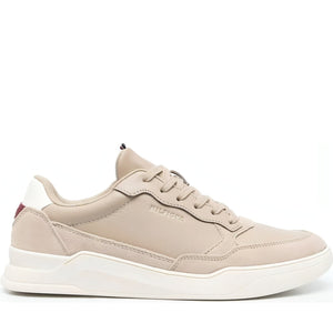Tommy Hilfiger mens beige elevated cupsole mix trainers | Vilbury London