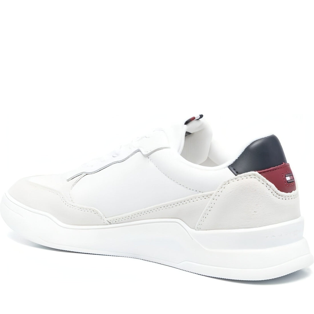 Tommy Hilfiger mens white elevated cupsole mix trainers | Vilbury London