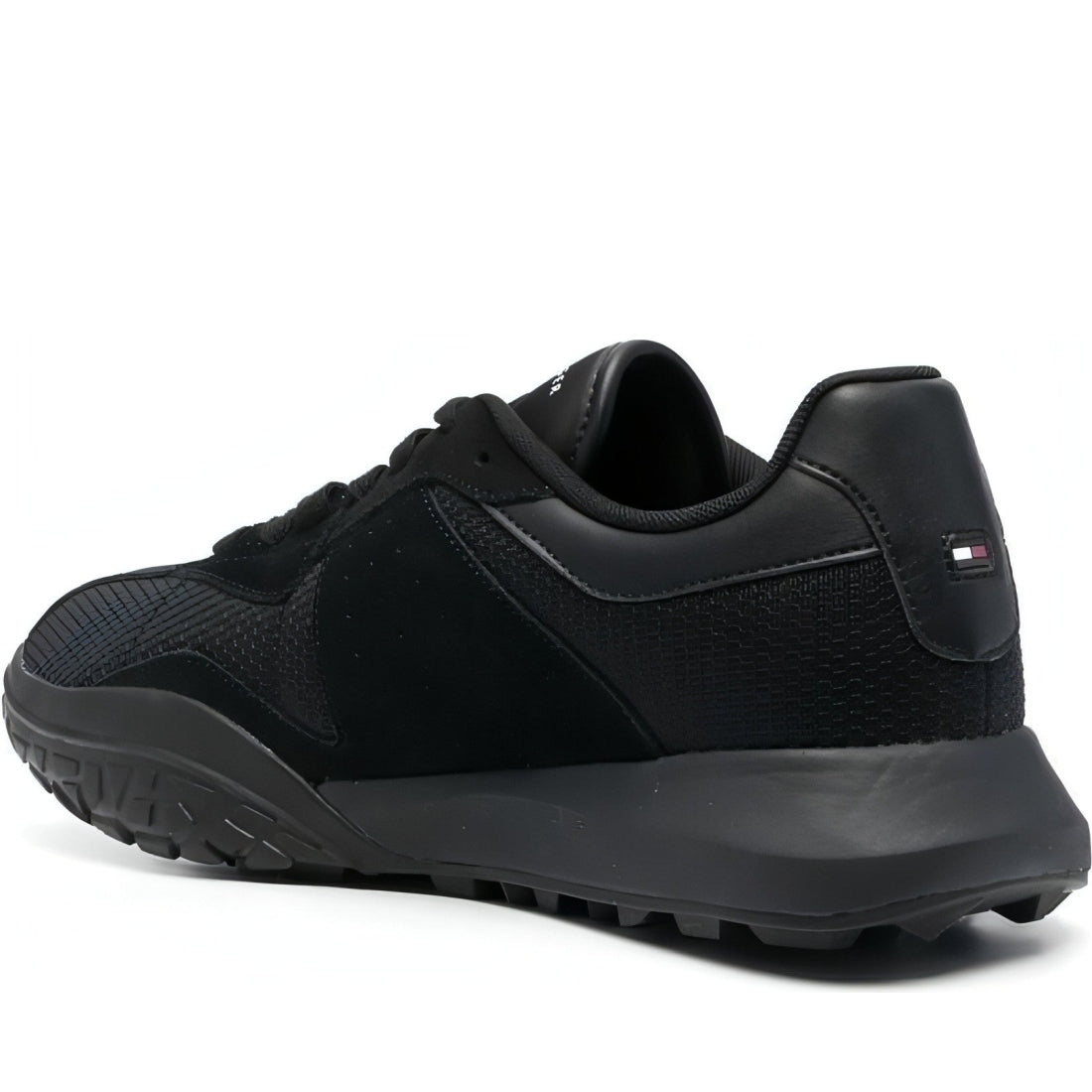 Tommy Hilfiger mens black retro mix trainers | Vilbury London