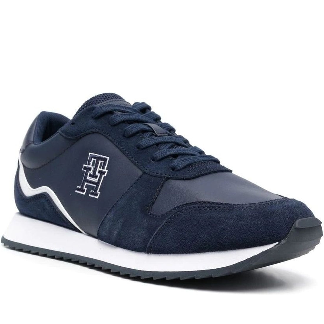 Tommy Hilfiger mens carbon navy runner sport shoe | Vilbury London