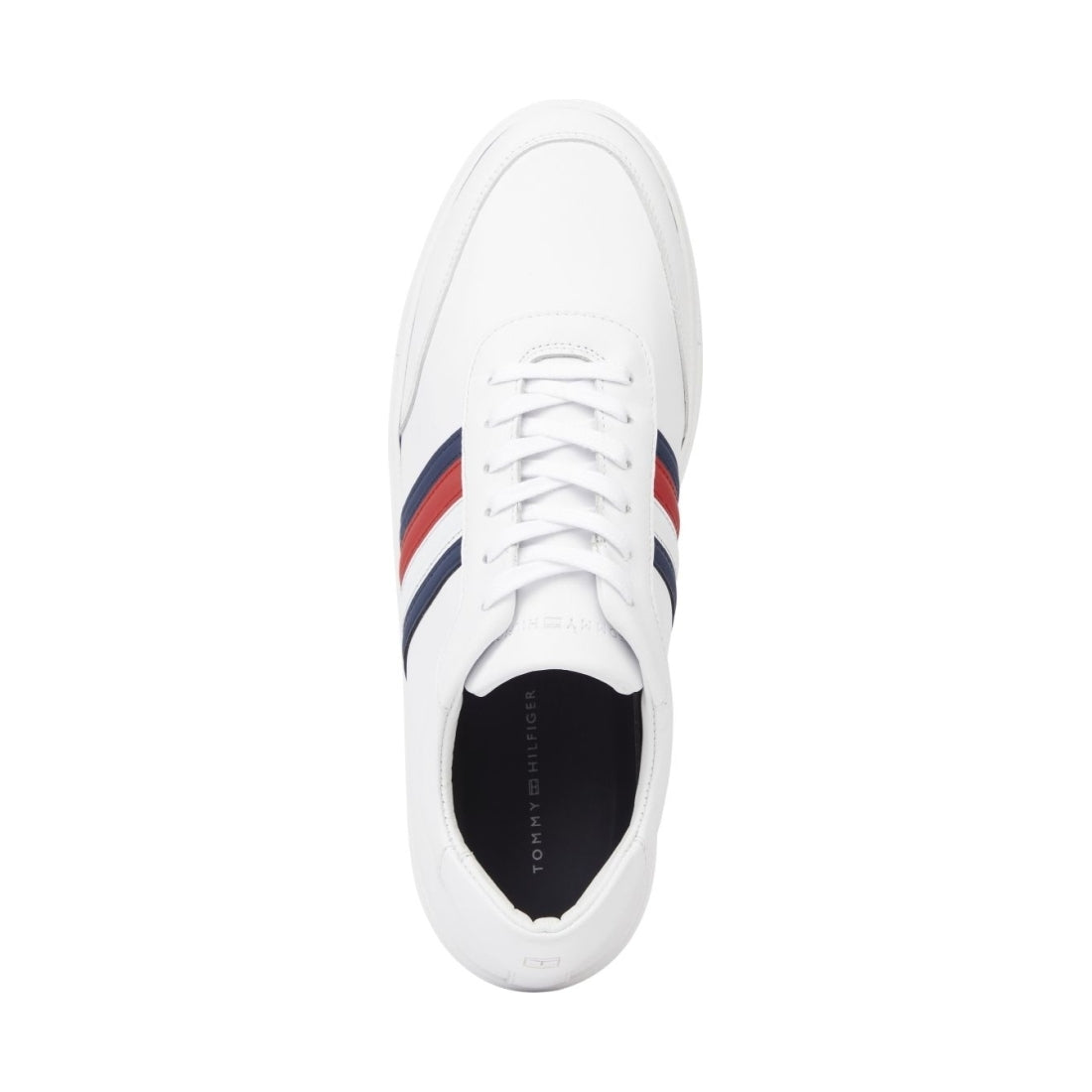 Tommy Hilfiger mens white premium cupsole mono shoe | Vilbury London