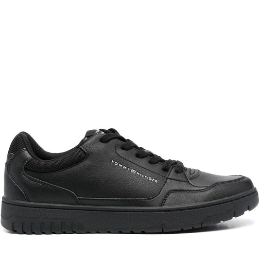 Tommy Hilfiger mens black basket core sport shoe | Vilbury London