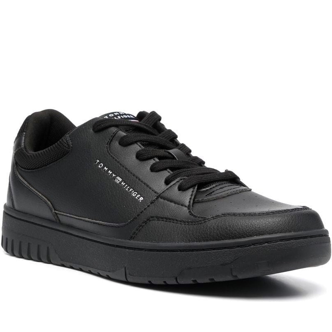 Tommy Hilfiger mens black basket core sport shoe | Vilbury London