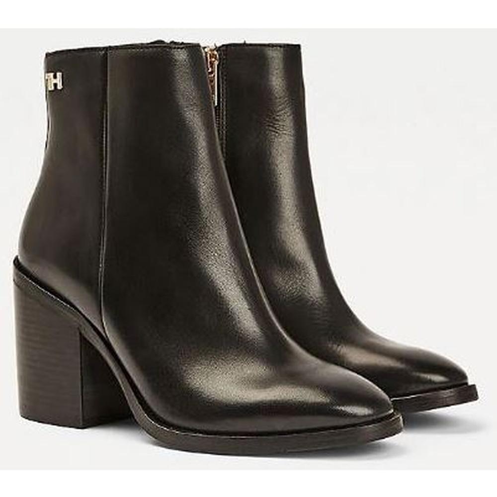 Tommy Hilfiger Female Black Shaded Leather High Heel Boot FW0FW05164 BDS | Vilbury London