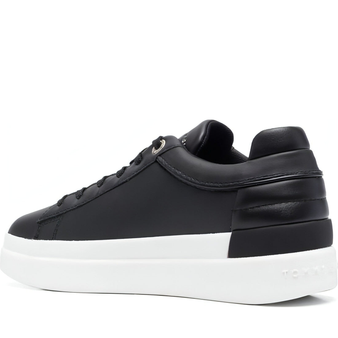 Tommy Hilfiger womens black, gold feminine elevated sneaker | Vilbury London