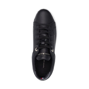 Tommy Hilfiger womens black, gold feminine elevated sneaker | Vilbury London