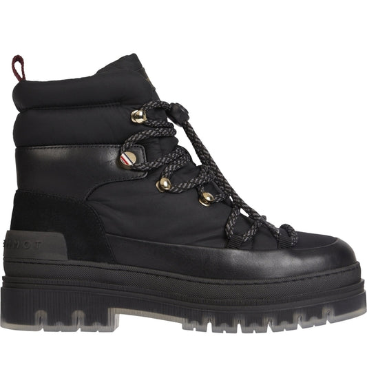 Tommy Hilfiger womens Black laced outdoor boot | Vilbury London