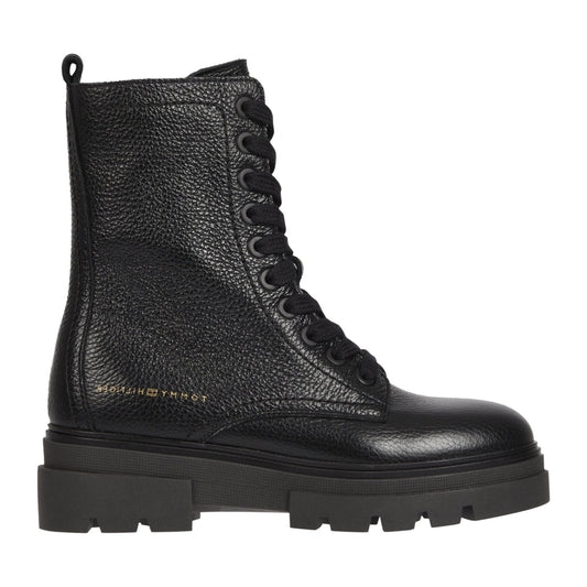 Tommy Hilfiger womens Black mono lace up boot | Vilbury London