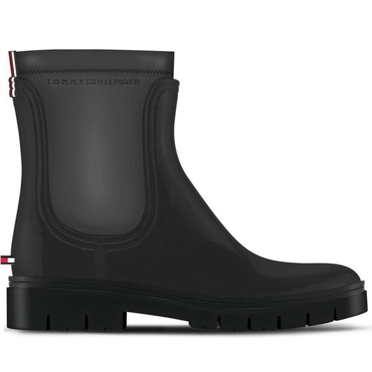 Tommy Hilfiger womens Black rain boot ankle | Vilbury London