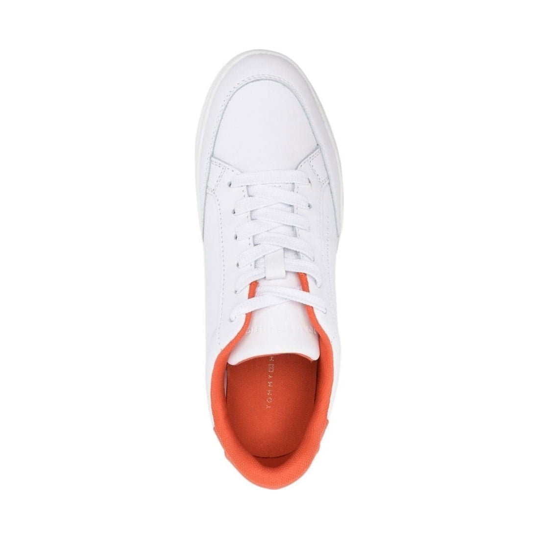 Tommy Hilfiger womens white, earth orange feminine sneaker with pop | Vilbury London
