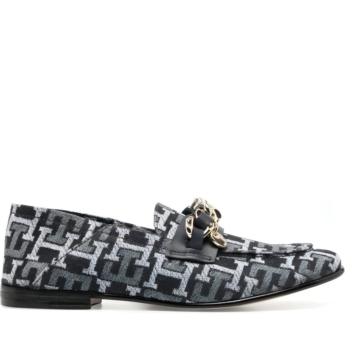 Tommy Hilfiger womens denim monogram chain loafer denim | Vilbury London