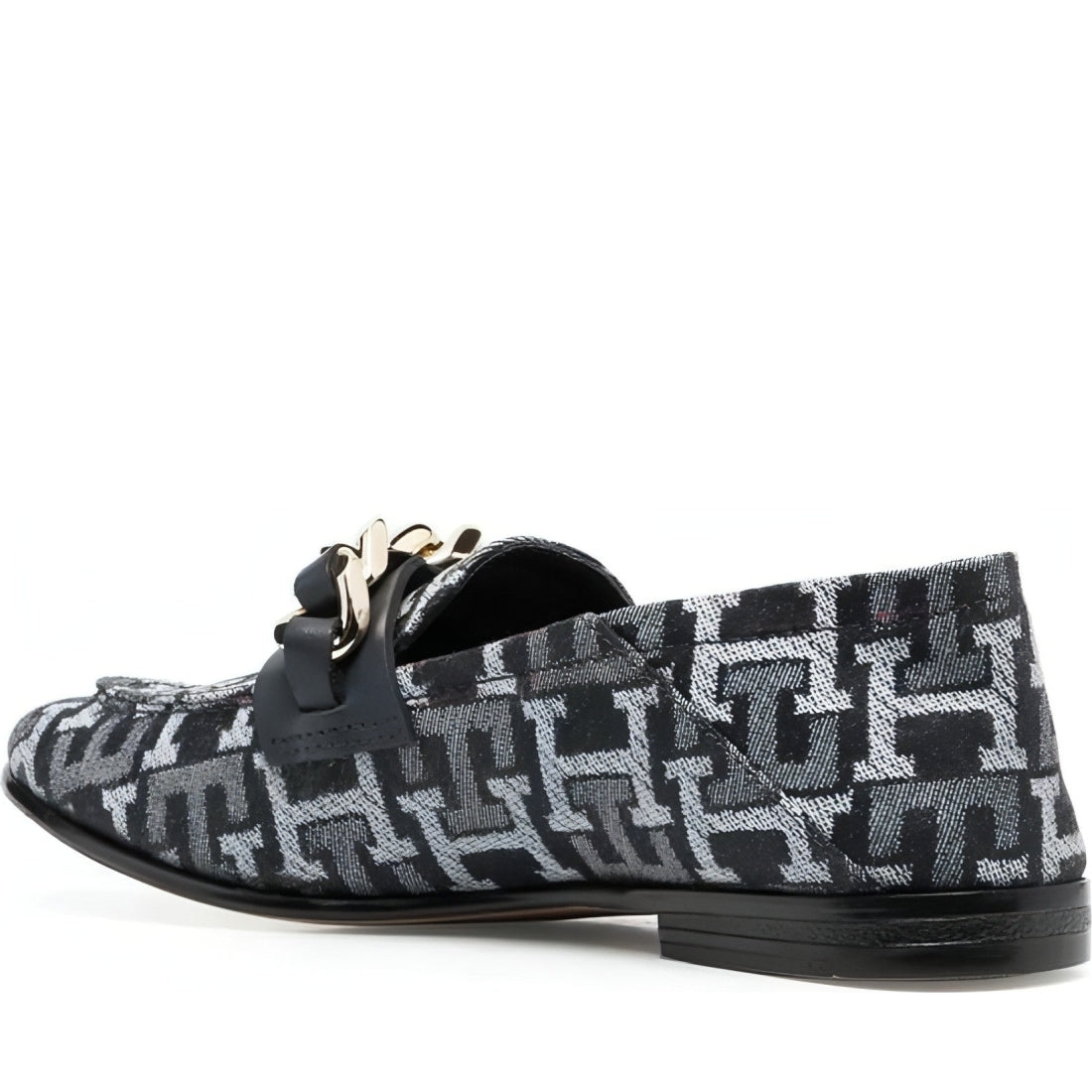 Tommy Hilfiger womens denim monogram chain loafer denim | Vilbury London