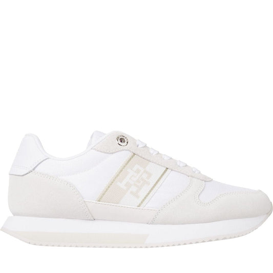 Tommy Hilfiger womens white runner with webbing sport shoe | Vilbury London